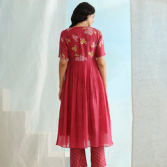 Floral Printed Layered Cord Set With Jacket