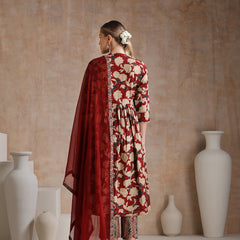 Women Floral Printed Regular Pure Cotton Kurta with Palazzos & With Dupatta