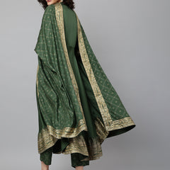 Green printed Kurta with Palazzos with dupatta