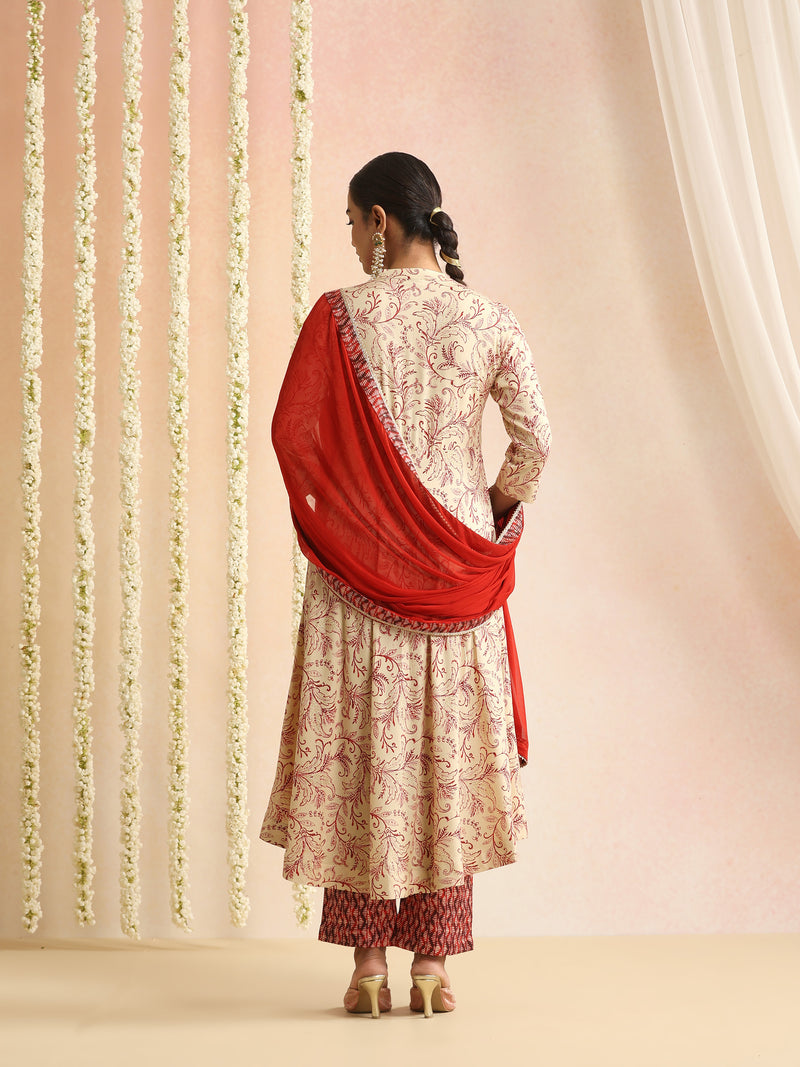 Women Floral Printed Regular Kurta With Trousers & Dupatta