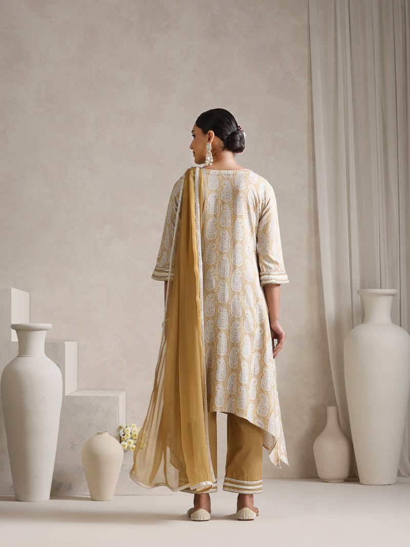 Khushal K Ethnic Motifs Embroidered Mirror Work A-Line Kurta set