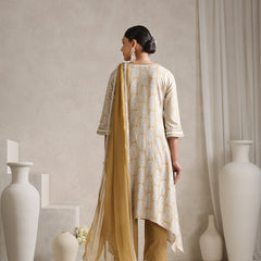 Khushal K Ethnic Motifs Embroidered Mirror Work A-Line Kurta set