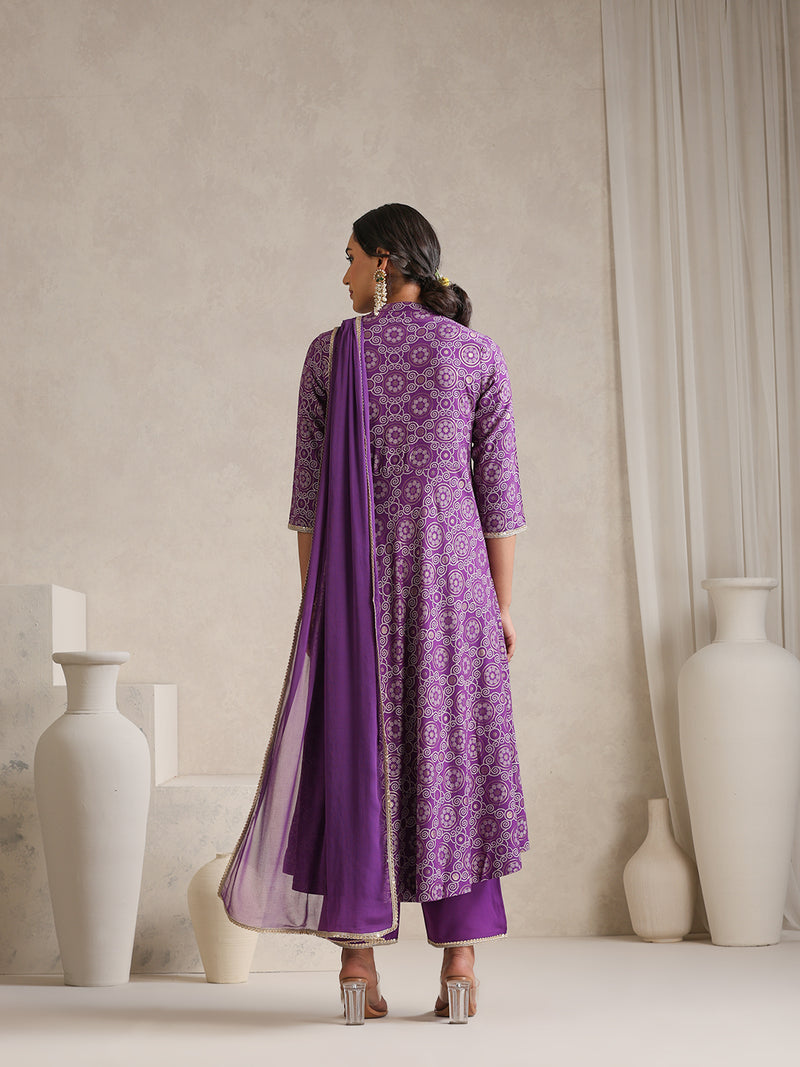 Khushal K Floral Printed Mandarin Collar Kurta set