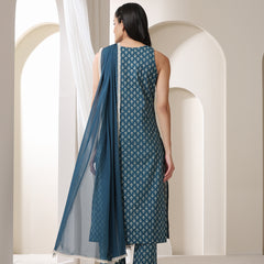 Women Ethnic Motifs Printed Regular Pure Cotton Kurta with Palazzos & With Dupatta
