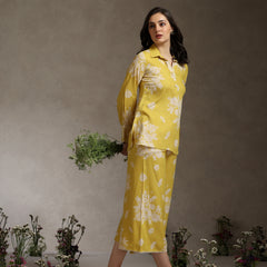 Floral Printed Mauve Co-ord Set with Flared Sleeves