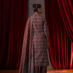 Khushal K Women Cotton kurta and palazzo with dupatta set - Rust