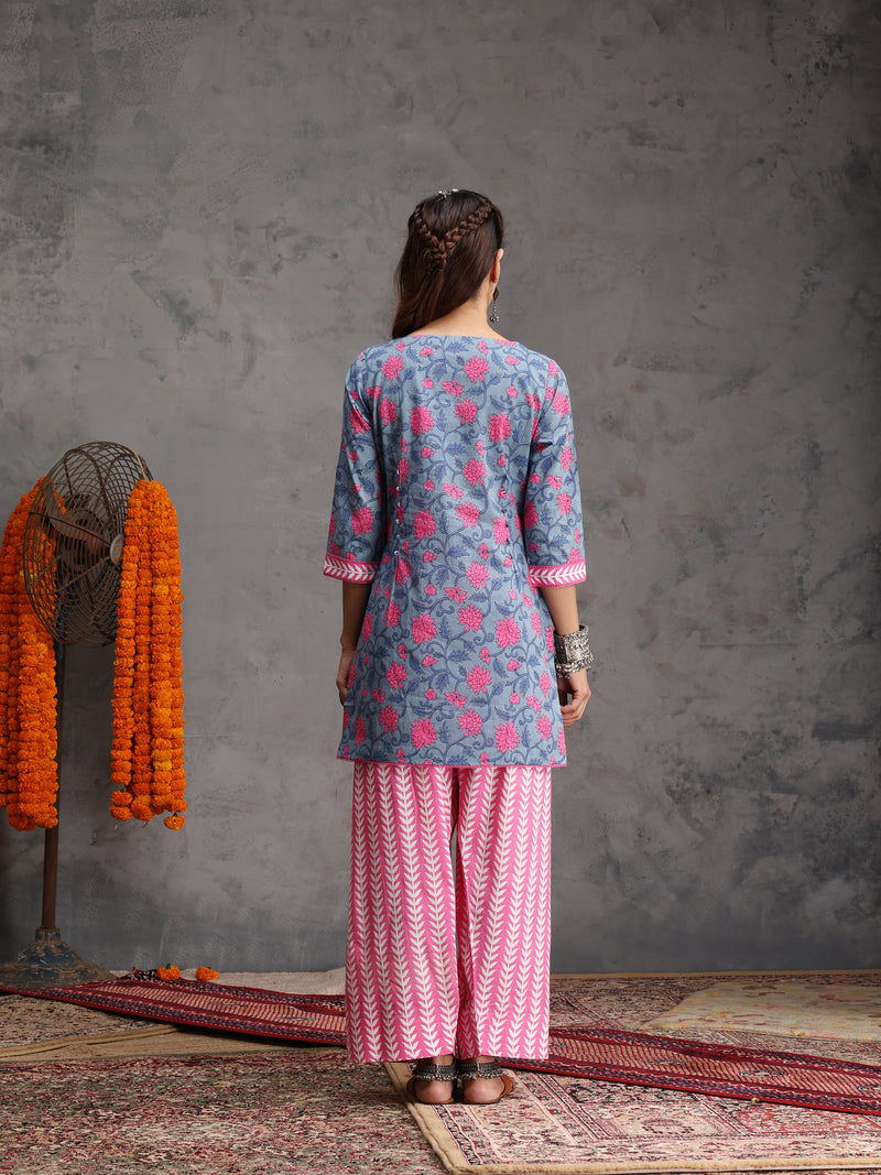 Khushal K Women Cotton Kurta Farsi Salwar Set - Blue
