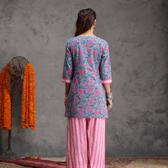 Khushal K Women Cotton Kurta Farsi Salwar Set - Blue