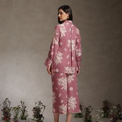 Floral Printed Mauve Co-ord Set with Flared Sleeves