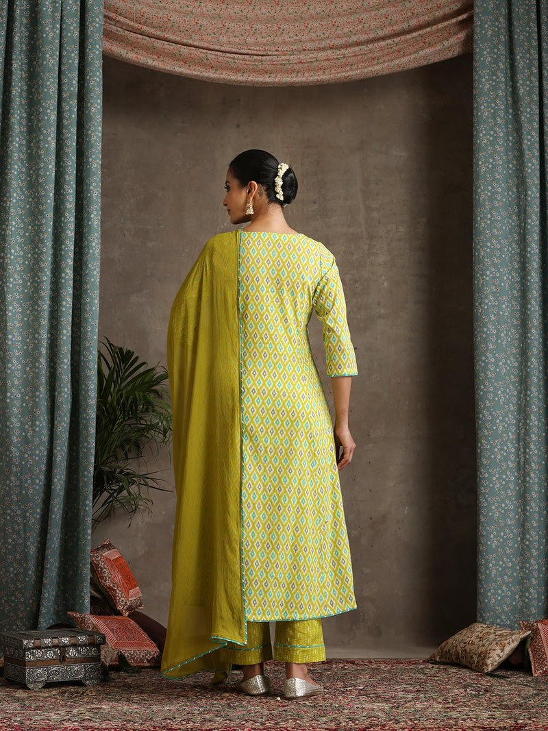 Khushal K Women Printed Regular Pure Cotton Kurta set