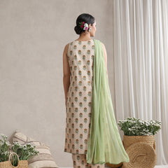 Khushal K Floral Printed V-Neck Pure Cotton Kurta set
