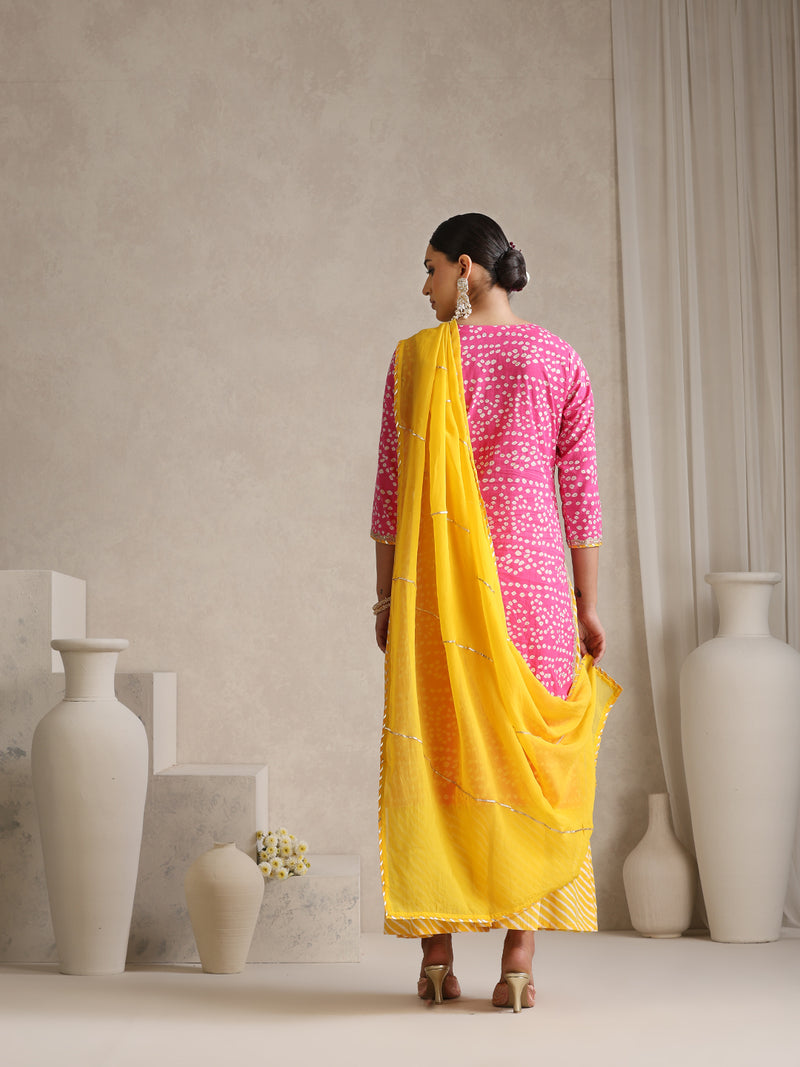 Khushal K  Printed Round Neck Pure Cotton Straight Kurta set
