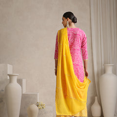 Khushal K  Printed Round Neck Pure Cotton Straight Kurta set