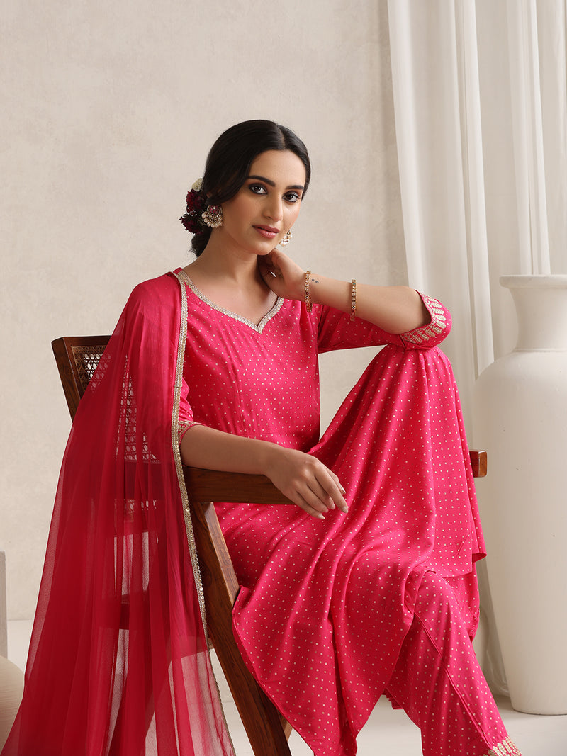 Khushal K Polka Dot Printed Anarkali Kurta set