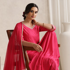 Khushal K Polka Dot Printed Anarkali Kurta set