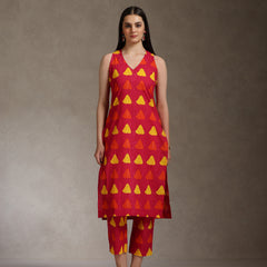 Khushal K Women Geometric Printed Cotton Kurta set
