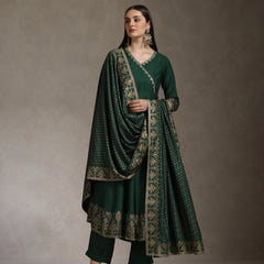 Khushal K Floral Printed Anarkali Thread Work Kurta set