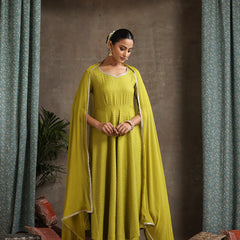 Sweet Heart Neck Anarkali Kurta with Palazzos & With Dupatta