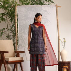 Khushal K Women Cotton kurti and Farshi Salwar with dupatta set - Blue