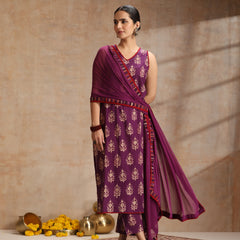 Women Ethnic Motifs Printed Regular Pure Cotton Kurta with Trousers & Dupatta