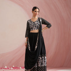Floral Printed Gotta Patti Ready to Wear Lehenga & Choli With Dupatta