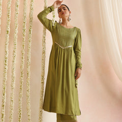 Women Woven Design Self Design Kurta with Palazzos