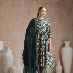 Women Floral Printed Regular Pure Cotton Kurta with Palazzos & With Dupatta