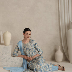 Khushal K Women Floral Printed Regular  Thread Work Kurta set