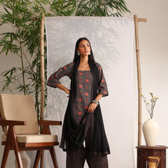 Khushal K Women Cotton kurti and Farshi Salwar with dupatta set - Black