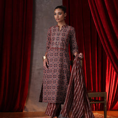 Khushal K Women Cotton kurta and palazzo with dupatta set - Rust