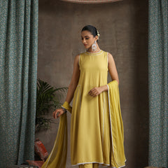 Anarkali Kurta With Palazzos And Dupatta