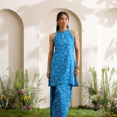 Khushal K Women Cotton Kurti With Farshi Salwar Set - Blue