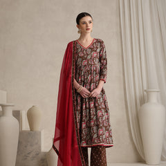 Khushal K Women Floral Printed Pure Cotton Anarkali Kurta set