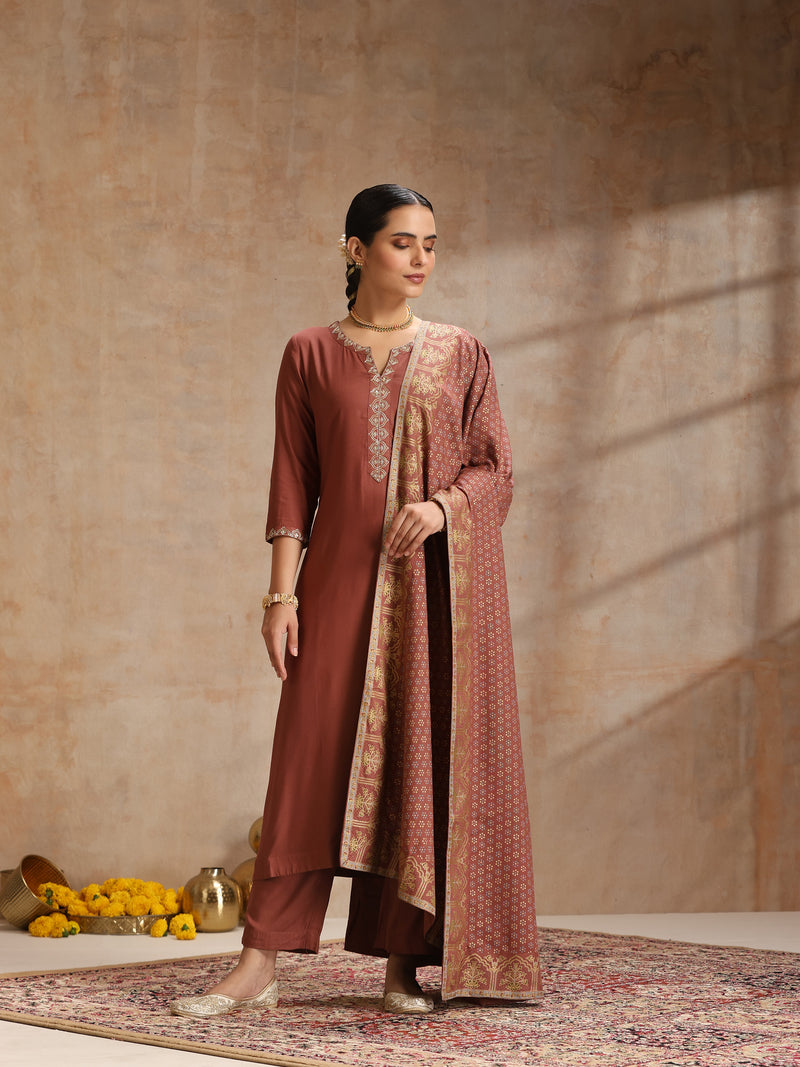 Women’s Ethnic Motif Print Kurta with Trousers & Dupatta