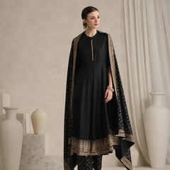 Black printed Kurta with Palazzos with dupatta