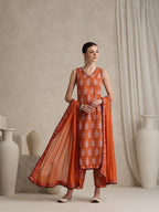 Floral Printed Pure Cotton Straight Kurta With Palazzo And Dupatta