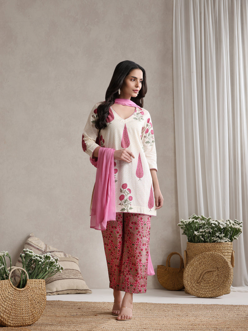 Khushal K Women Ethnic Motifs Printed Regular Pure Cotton Kurta set