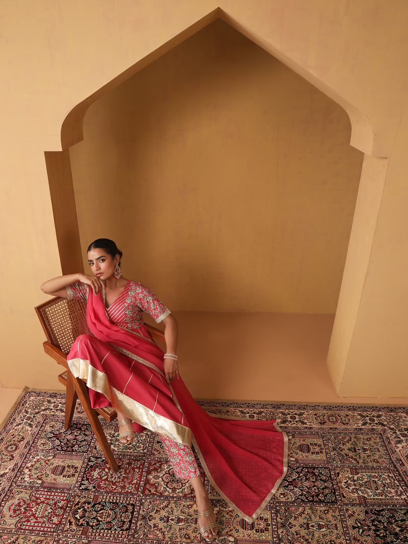 Khushal K Floral Embroidered Anarkali  Kurta set