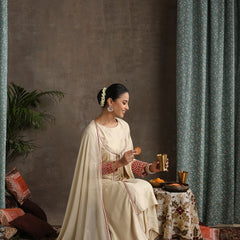Geometric Embroidered Mirror Work A-Line Kurta With Sharara & Dupatta
