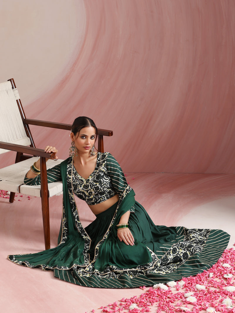 Embroidered Sequinned Ready To Wear Lehenga & Blouse With Dupatta