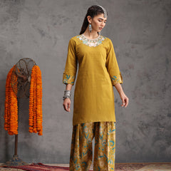 Khushal K Women Cotton Kurta Farsi Salwar Set - Mustard