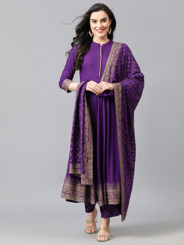 Women Ethnic Motifs Printed Empire Kurta with Palazzos & With Dupatta