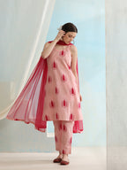 Floral Printed Pure Cotton Straight Kurta with Trousers & Dupatta