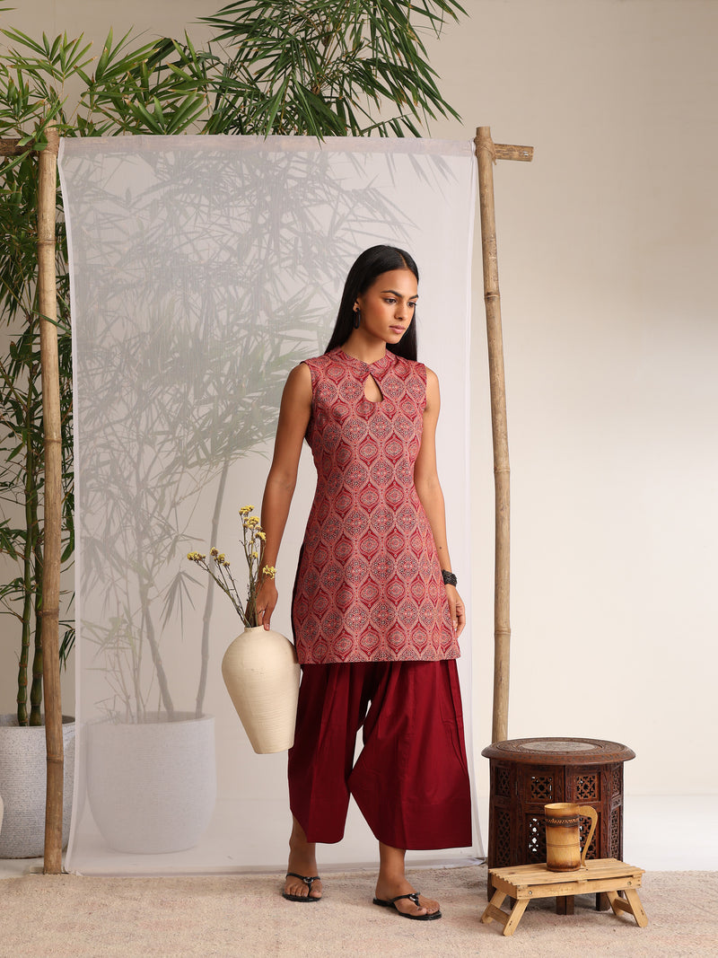 Khushal K Women Cotton kurti With Farshi Salwar - Maroon
