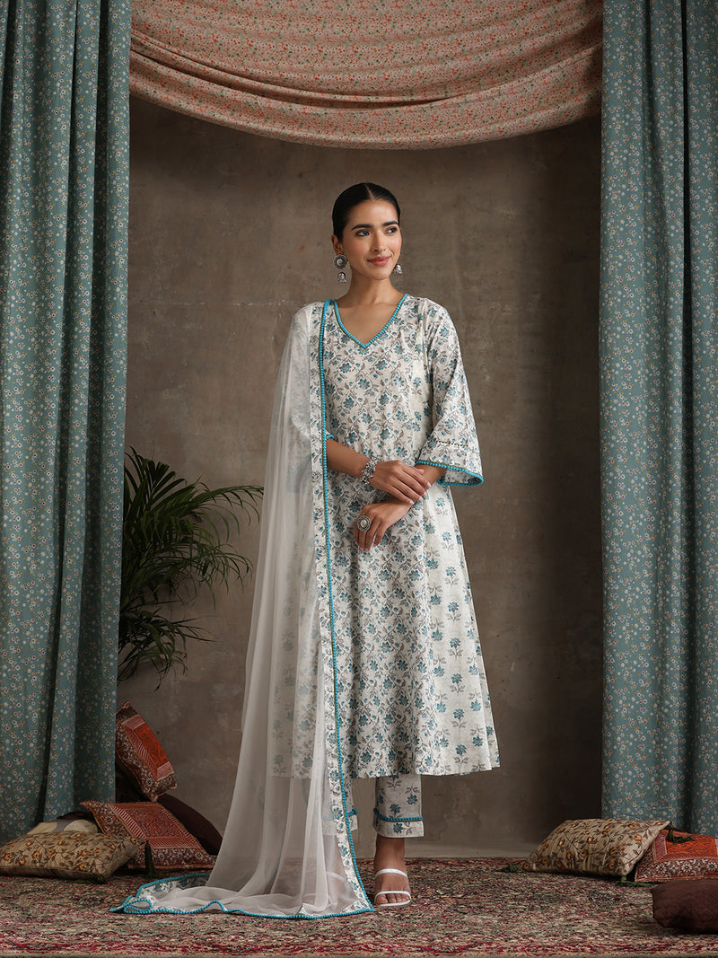Khushal K Floral Printed A-Line Kurta set