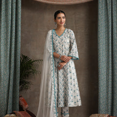 Khushal K Floral Printed A-Line Kurta set