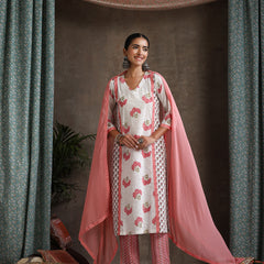 Khushal K Women Floral Printed Regular Straight Kurta set