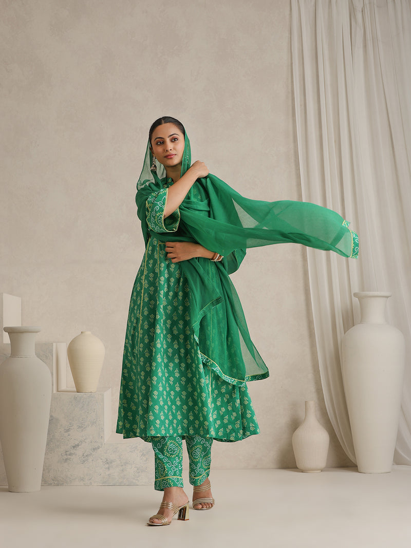 Women Floral Printed Regular Pure Cotton Kurta with Palazzos & With Dupatta