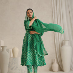 Women Floral Printed Regular Pure Cotton Kurta with Palazzos & With Dupatta