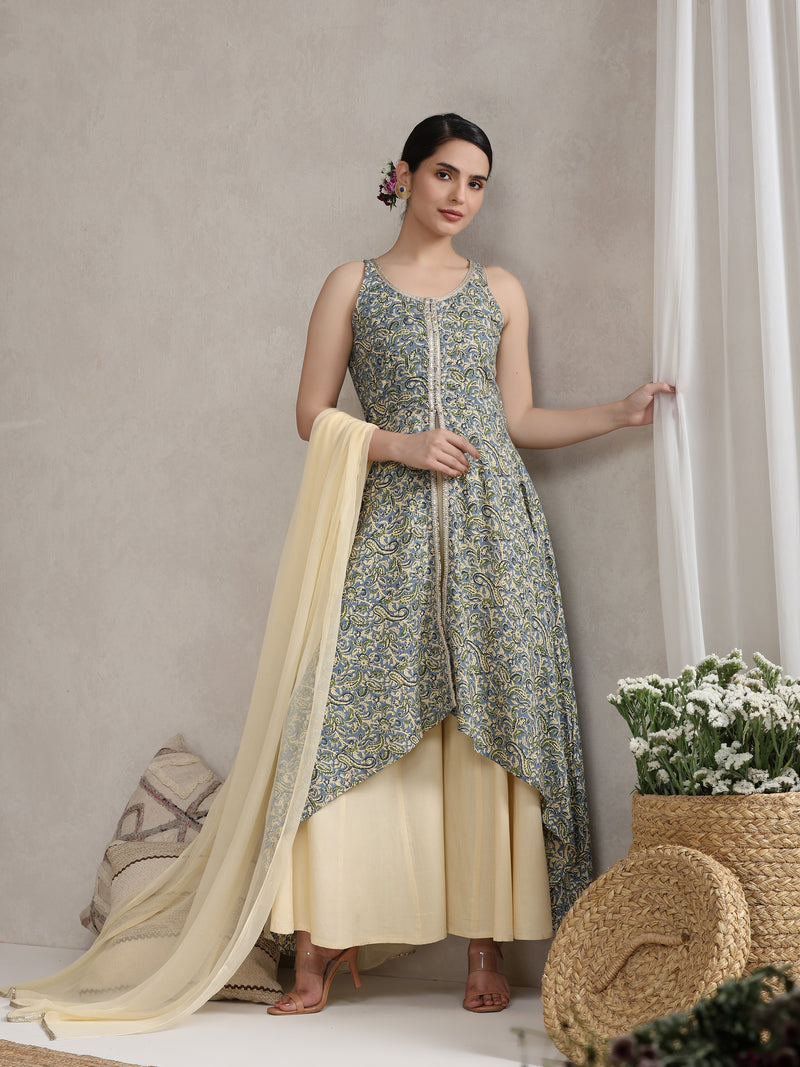 Khushal K Floral Printed A-Line Kurta set